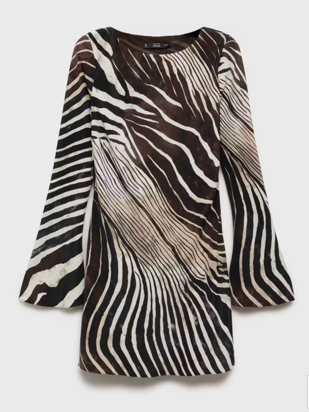 MANGO zebra print dress with flare sleeves